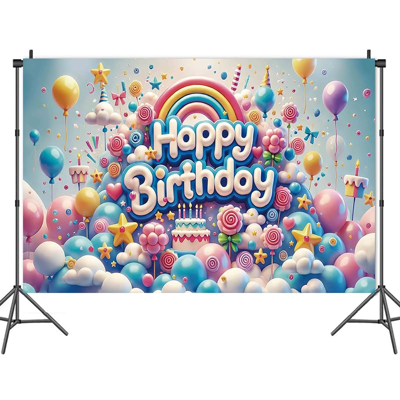 Fondo para cumpleaños colorido 70.8 x 47.2 pulgadas miniatura 4