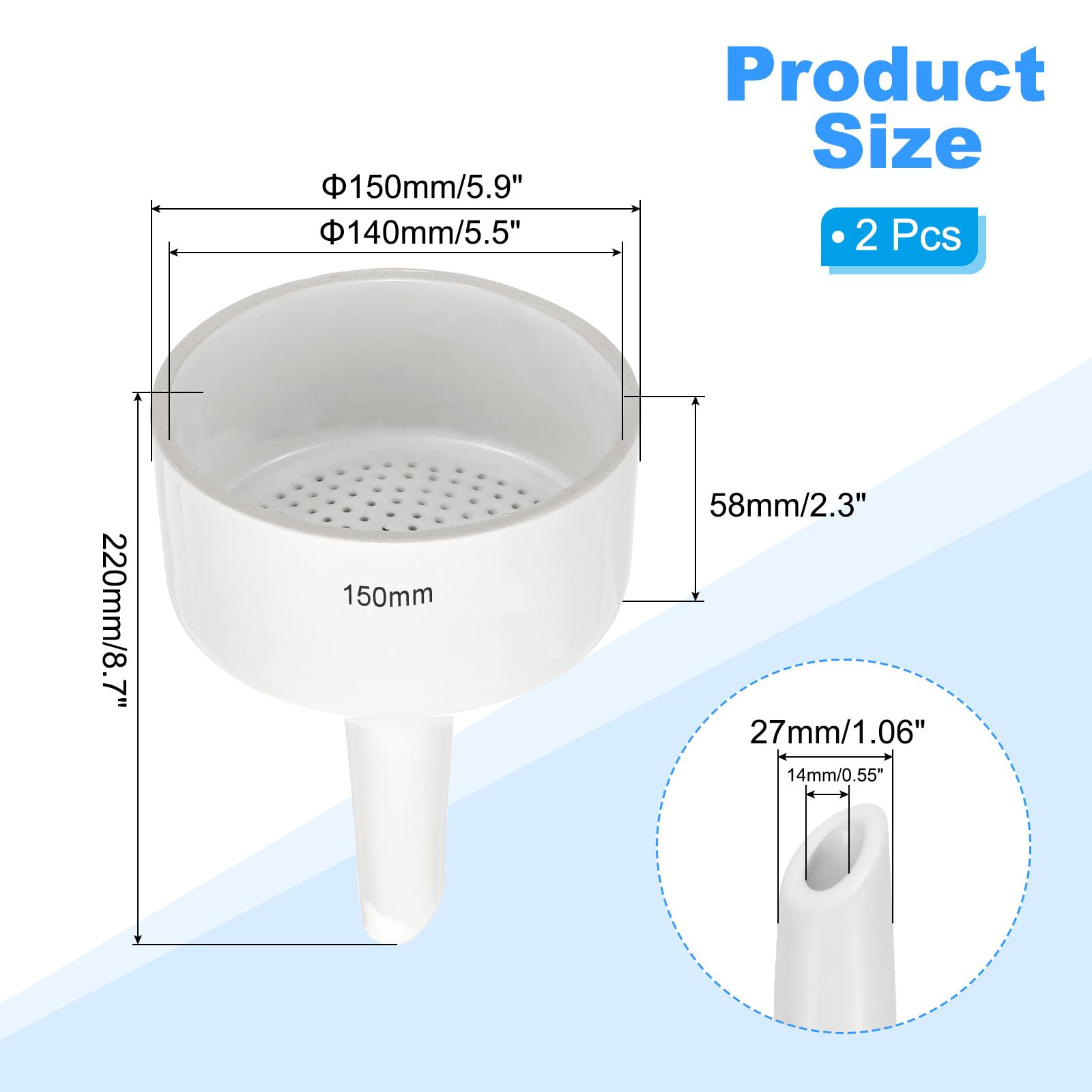 PATIKIL Embudo Büchner De Porcelana, 2 Pcs Embudo De Filtración Separatoria Büchner Para Laboratorio, Experimentos, Blanco, OD. 150mm ID. 140mm