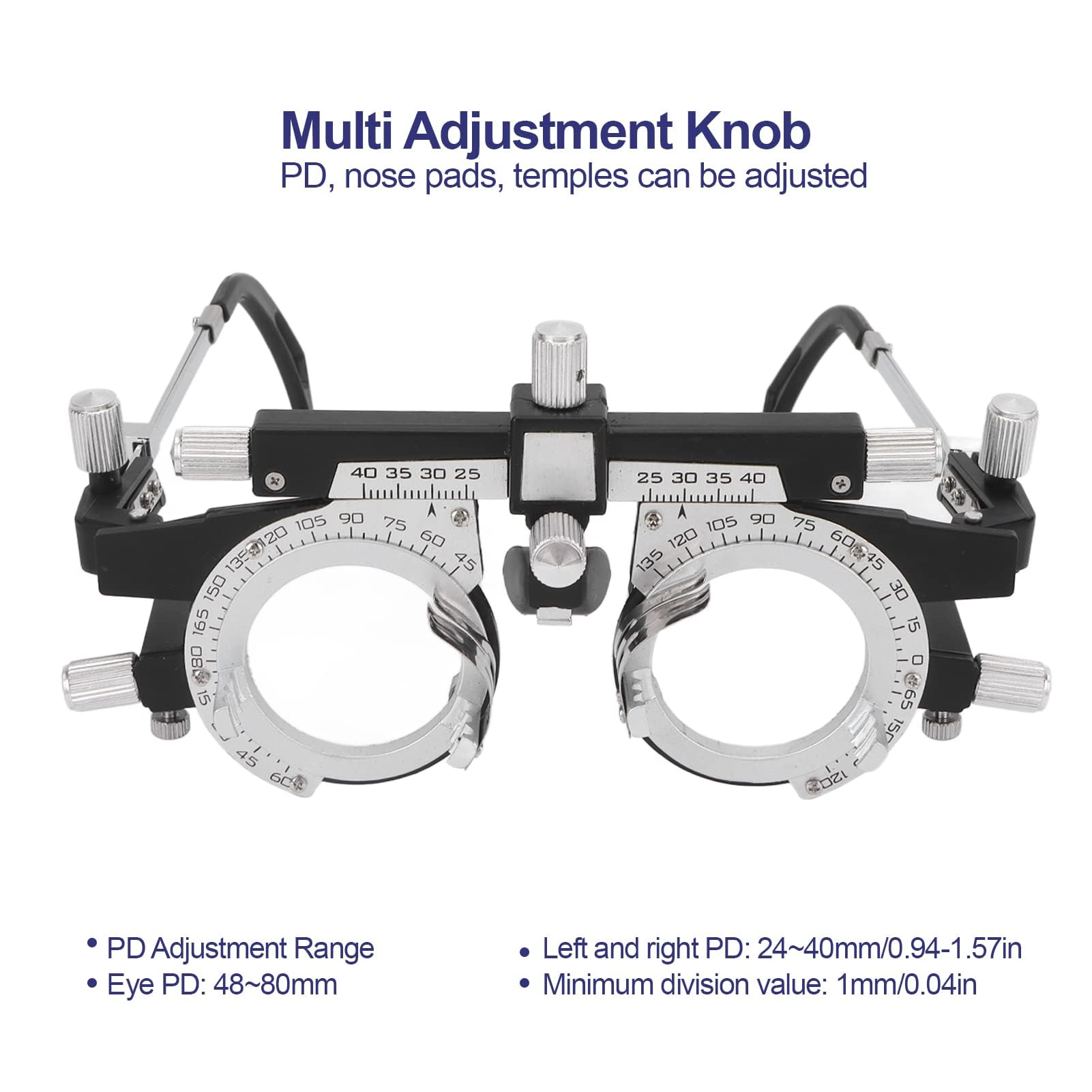 Optometrie Optiker Rahmen, Brillen-Optometrie-Rahmen Probelinsenrahmen Optische Testlinse Rahmen verstellbare Bügellänge und Nasenauflage für Sehschärfeprüfung