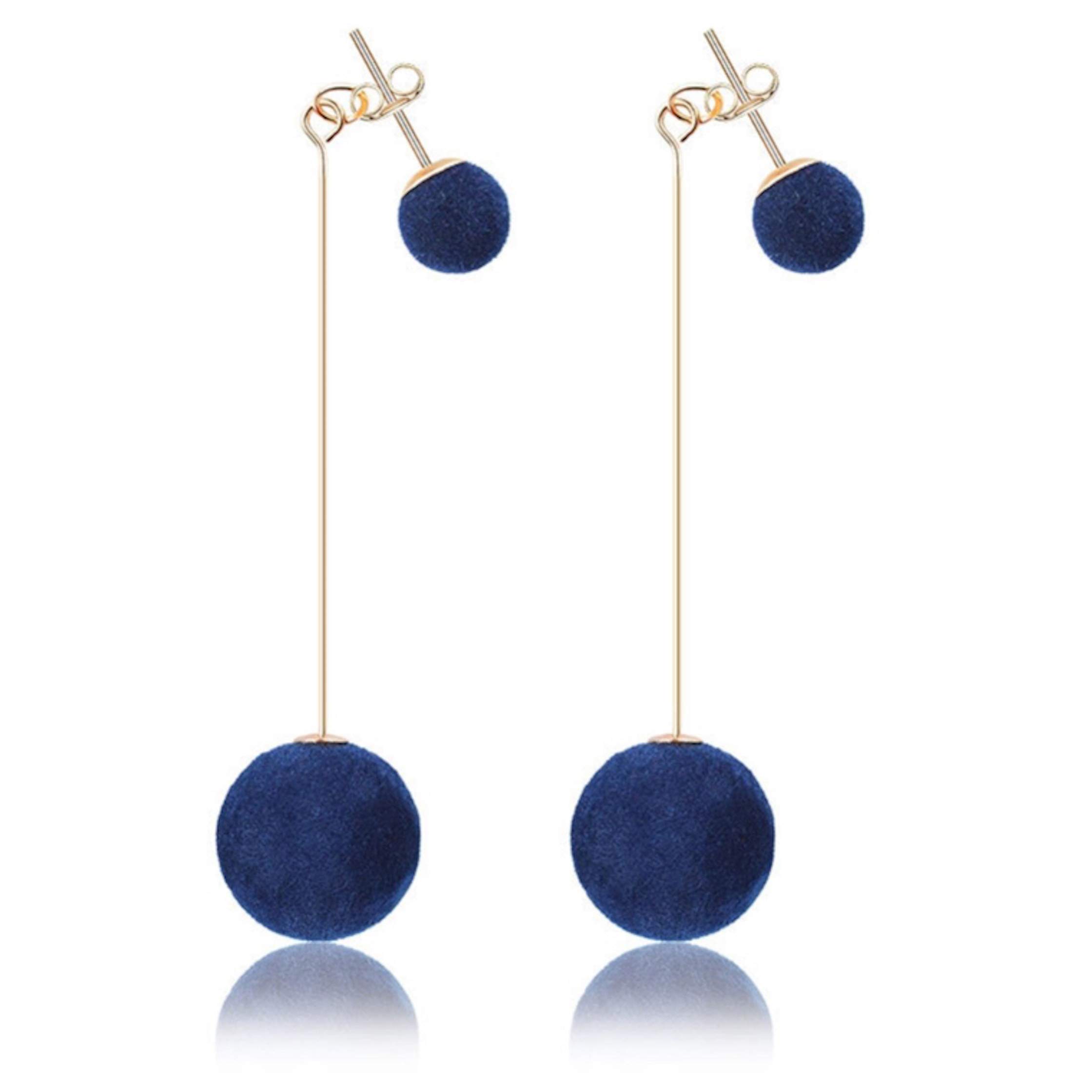 Nilus Collection Plush Ball Korean Style Earrings for Women, Velvet Round Long Tassle Dangle Drop Earrings for Women (Blue) (B0CZ9Q7MJ9) Amazon Price History, Amazon Price Tracker
