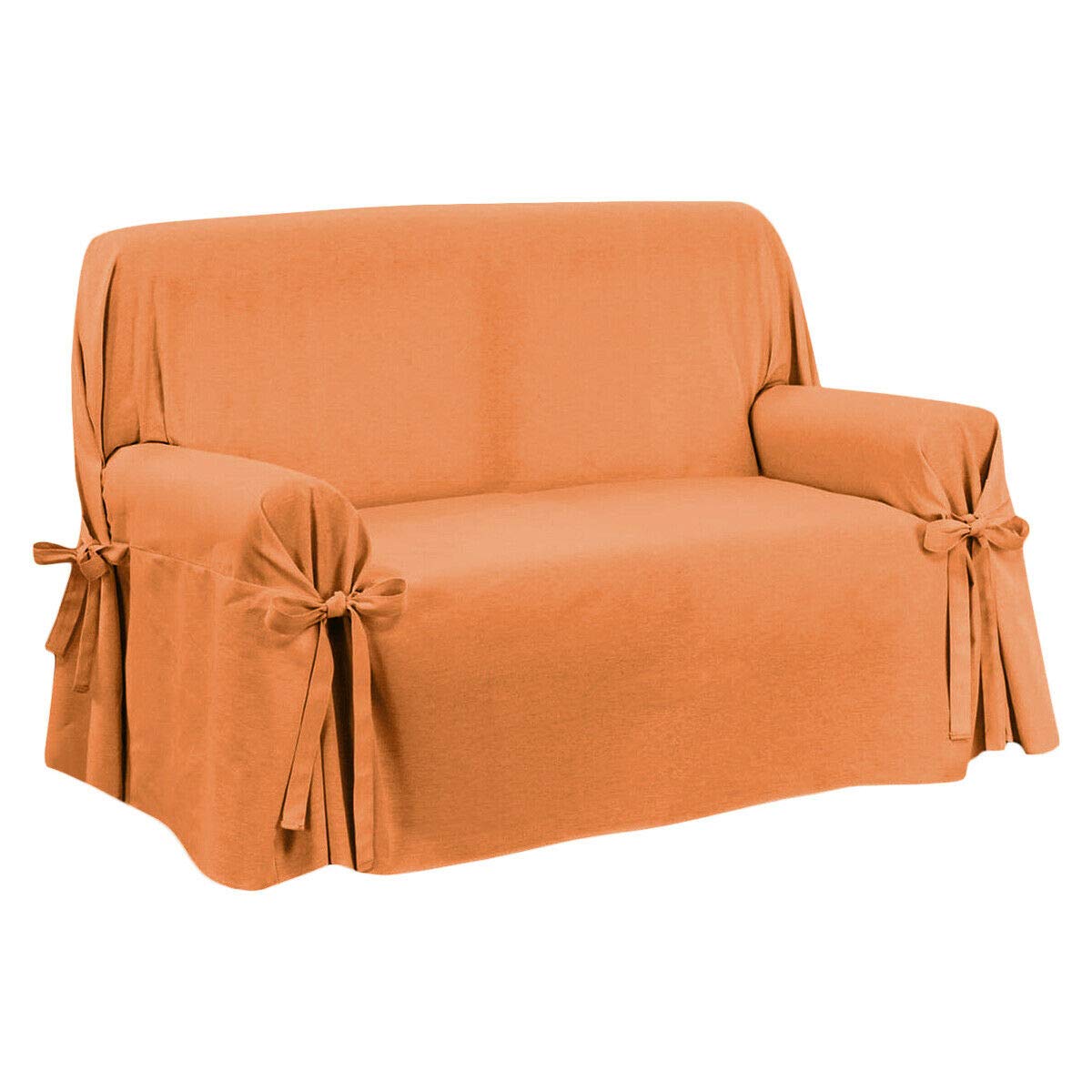 Copridivano FIOCCO Con Laccetti | Tessuto Pesante, Produzione Italiana, Per Divani 2/3/4 Posti (Beige) - Foto 3