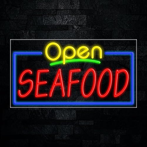 Letrero de neón LED de mariscos 33 pulgadas de largo x 18 pulgadas de alto #35566