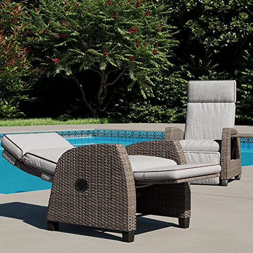 Grand patio Outdoor Recliners Set of 2 Patio Recliner Chair, All-Weather Wicker Lay Flat Reclining Patio Chairs, Flip-up Side Table, Recliner Chair, Griege Grand patio Outdoor Recliners Set of 2 Patio Recliner Chair, All-Weather Wicker Lay Flat Reclining Patio Chairs, Flip-up Side Table, Recliner Chair, Griege