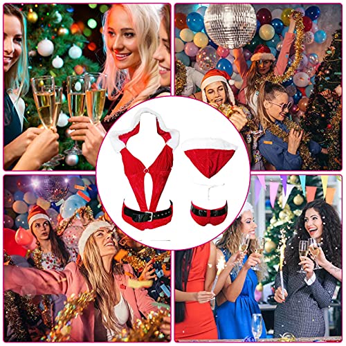 Kuyatioo Sexy Kerst Jumpsuits Kostuum Met Een Riem V-hals One Size Comfortabel voor De meeste Vrouwen Dames Rollenspel Themafeesten - Afbeelding 8