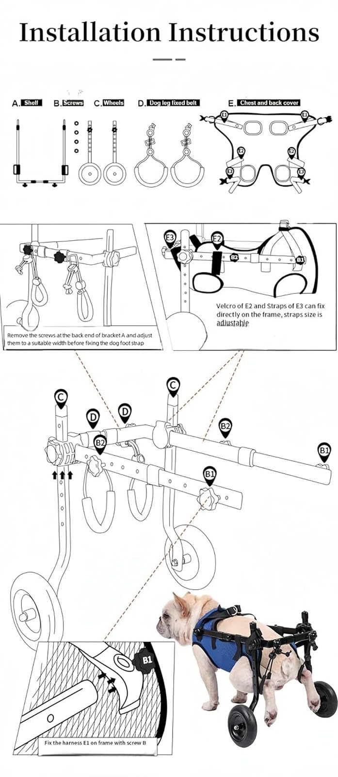 Passeggini Per Carrozzine Per Cani, Carrozzine Per Cani Per Camminare Con Zampe Posteriori Disabili, Carrello Per La Mobilità Della Carrozzina Per Cani(Small)