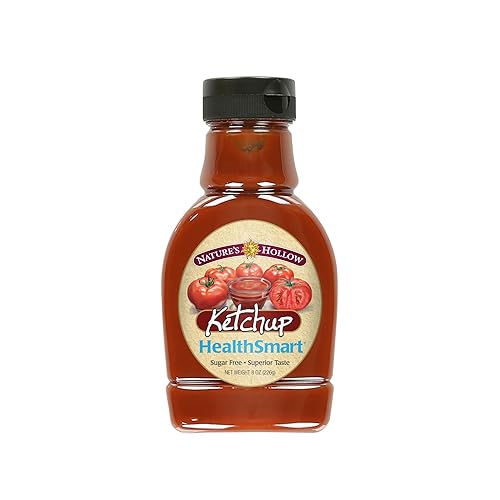 Nature's Hollow HealthSmart Ketchup sin azúcar Ketchup sin azúcar añadido, bajo en calorías, keto, sin gluten, ketchup bajo en sodio, botella de