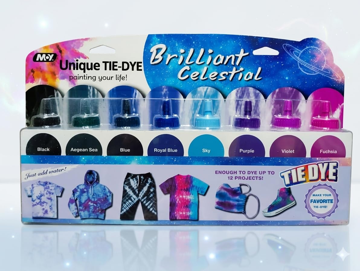 ART RANGER Brilliant Celestial Tie-Dye Kit - One-Step Cosmic Fabric Dye Set for 12 Projects - Includes 8 Squeeze Bottles, Gloves & Rubber Bands - DIY Arts & Crafts Activity for Kids & Adults - Works on Cotton-image-21