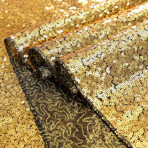 Image of Black Gold Sequin Tablecloth 60x102 Inch Sequin Rectangle Table Fabrics | Head Table Centerpieces for Valentines Cake Dessert Exhibition Party Birthday Events Banquet