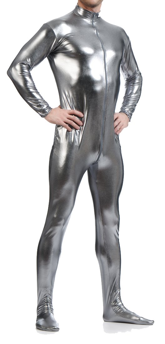 Seeksmile Unisex Metallic Bodysuit Zentai without Hood Adult Shiny One Piece Spandex Body Suit Halloween Costume