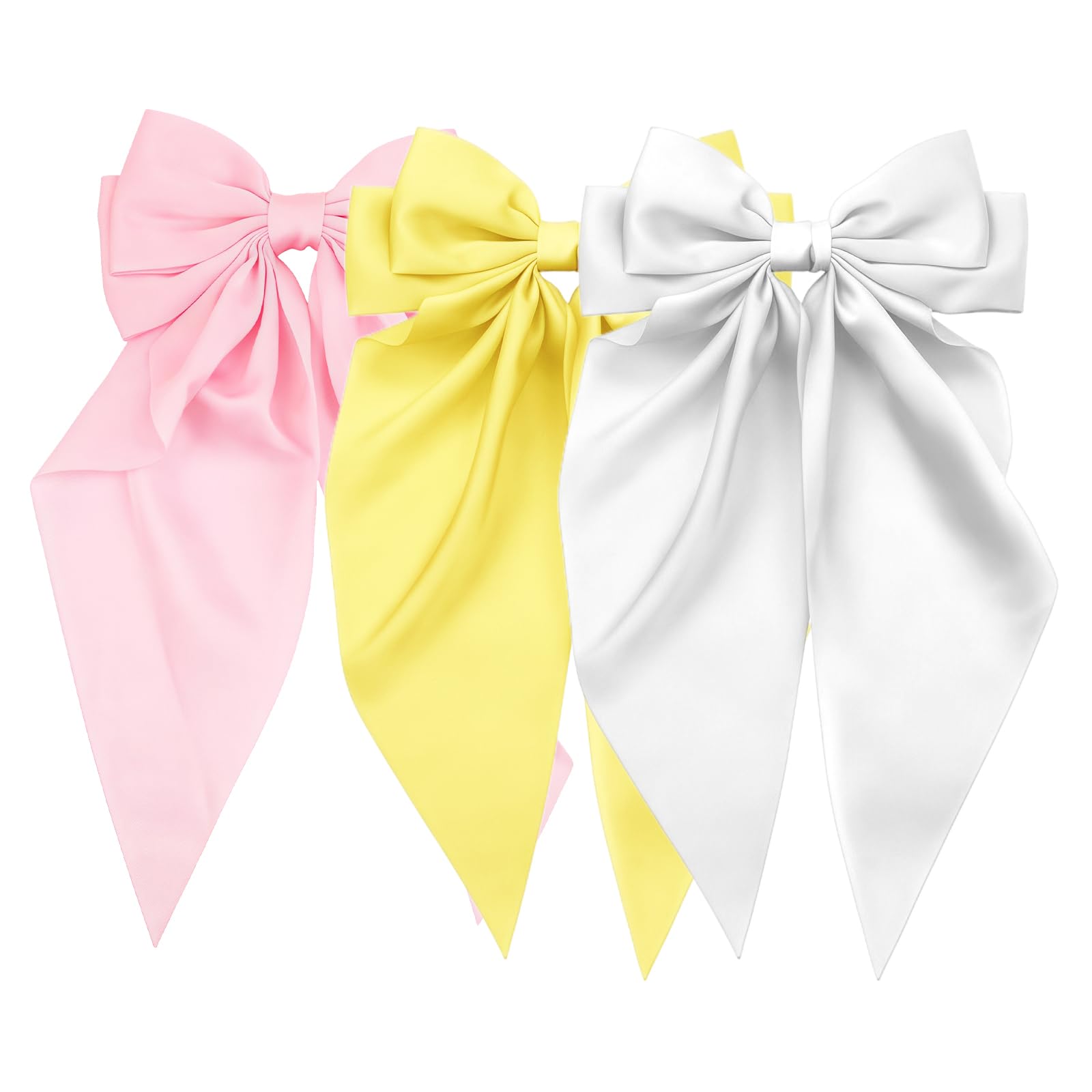 YUXITA 3 Piece Elegant Bowknot Hair Clip Headdress For Women Stylish Big Ribbon Hair Accessory For Wedding Party Daily Use