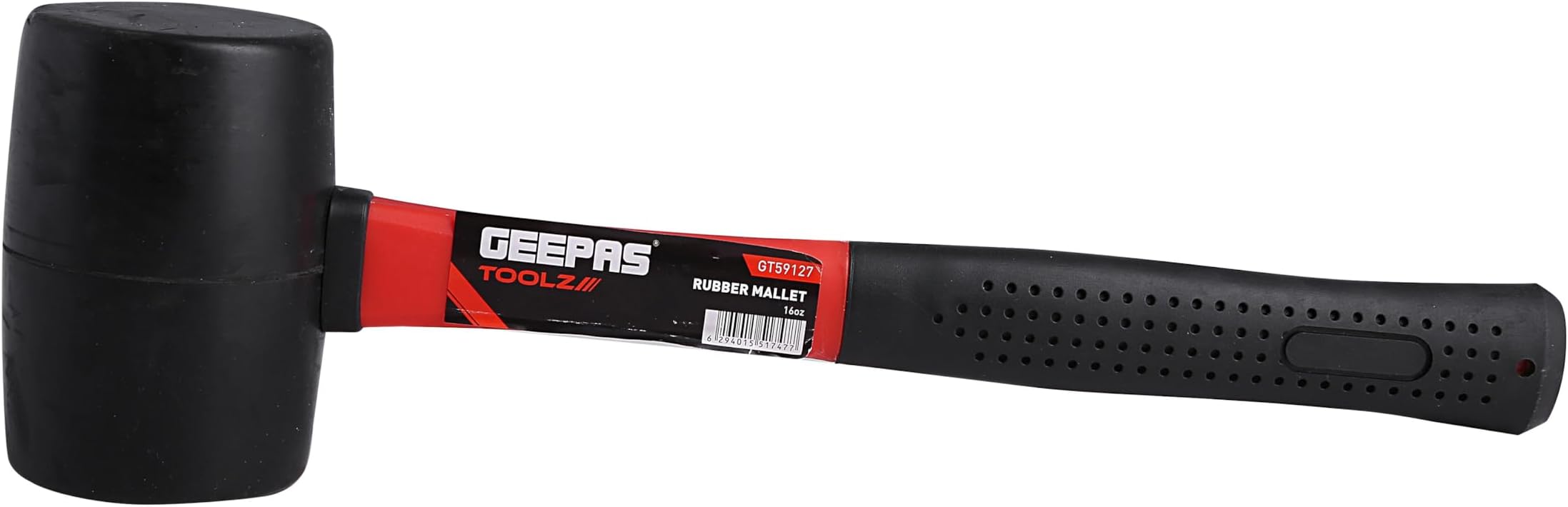 Geepas GT59127 Rubber Mallet with Fiber Handle 16Oz - Hardwood Shaft Rubber Mallet, Double-Face Hammer with Soft/Hard Tips | Ideal for woodworking, cabinet and furniture making