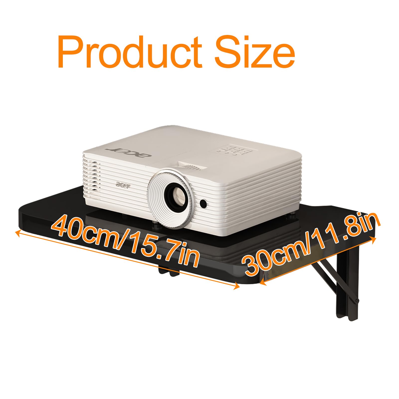 Mensola pieghevole per proiettore, mensola galleggiante per intrattenimento, mensole sospese per TV e router, mensole da parete in legno, per lettori DVD, decoder via cavo, supporta fino a 13,6 kg