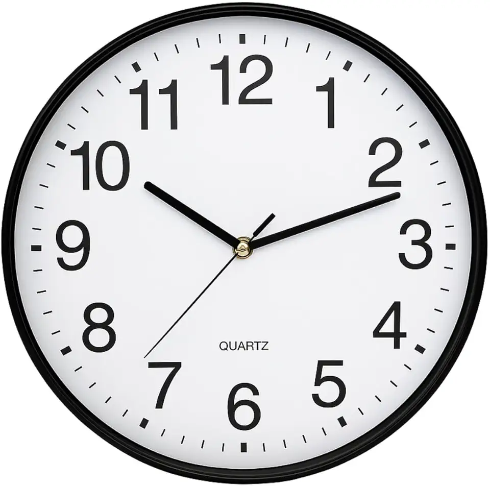Relógio de Parede Redondo para Casa, Cozinha, Sala, Escritório, Consultório Analógico Silencioso (Preto)