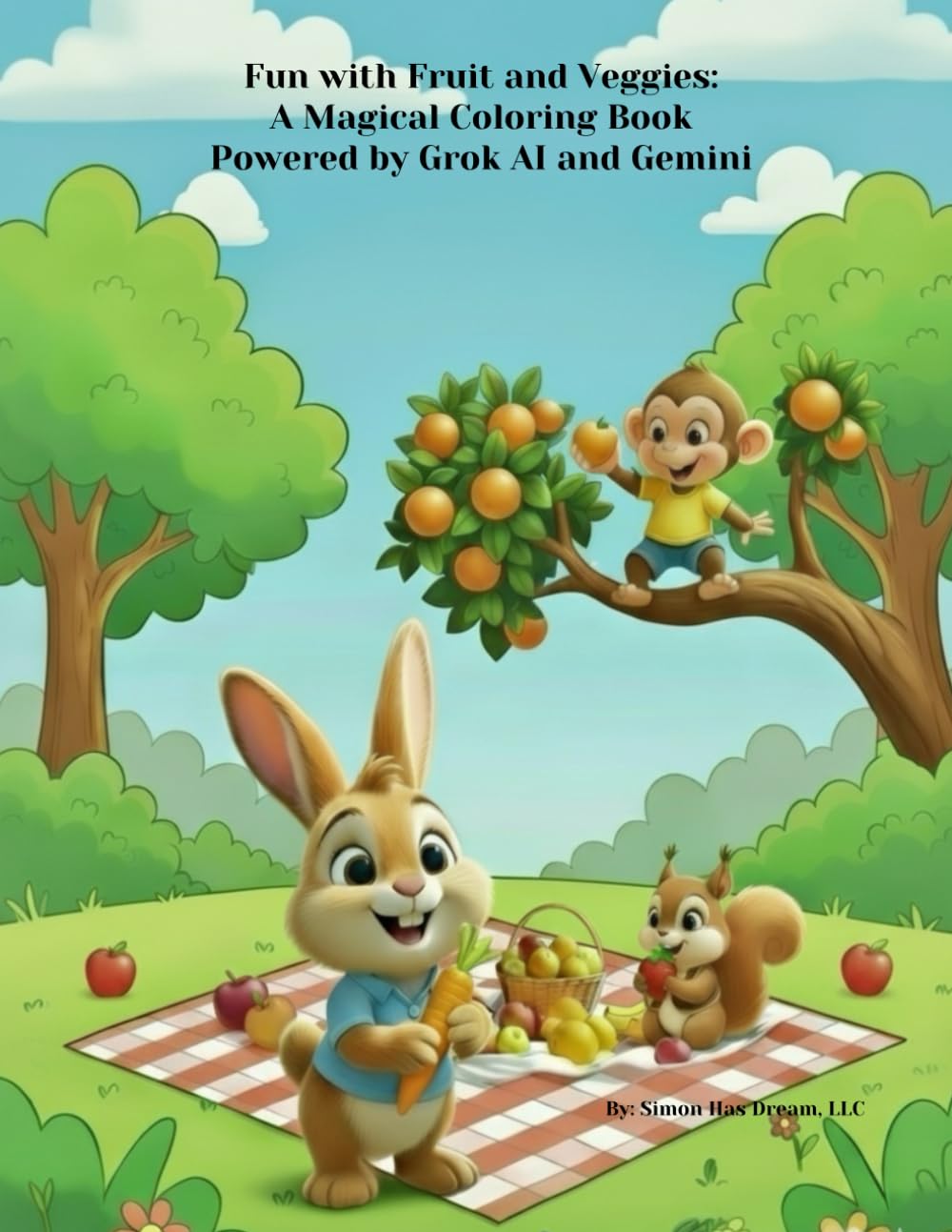 Fun with Fruits and Veggies: A Magical Coloring Book Powered by Grok AI and Gemini