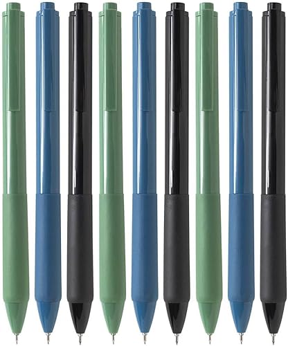 Bolígrafos de tinta de gel retráctiles, recargables, punta fina de 0.020 in, punta de aguja suave, tinta negra, cómoda, agarre suave, estilo vintage