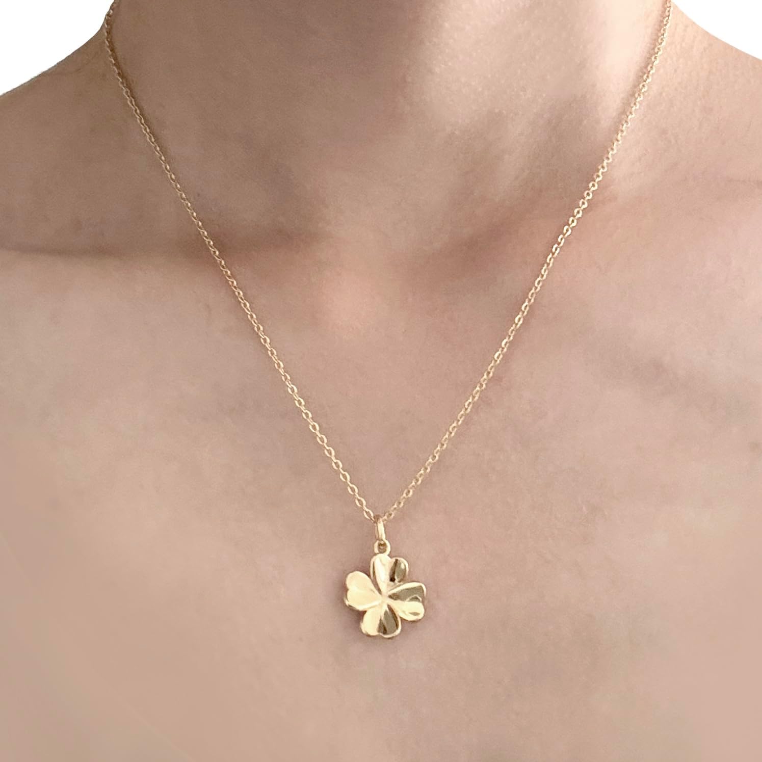 Four Leaf Clover Pendant Necklace for Women, 14K Gold Plated heart clover Necklace, Lucky Simple Dainty Jewelry Gifts for Women, Christmas Valentine's Day Gifts - Image 6