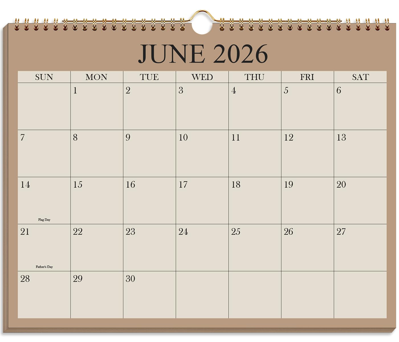 Calendar 2026-2027 - 19 Months Wall Calendar from June 2026 to December 2027, 2026-2027 Wall Hanging Calendar Planner with Thick Paper, 8.5" x 11", Beige
