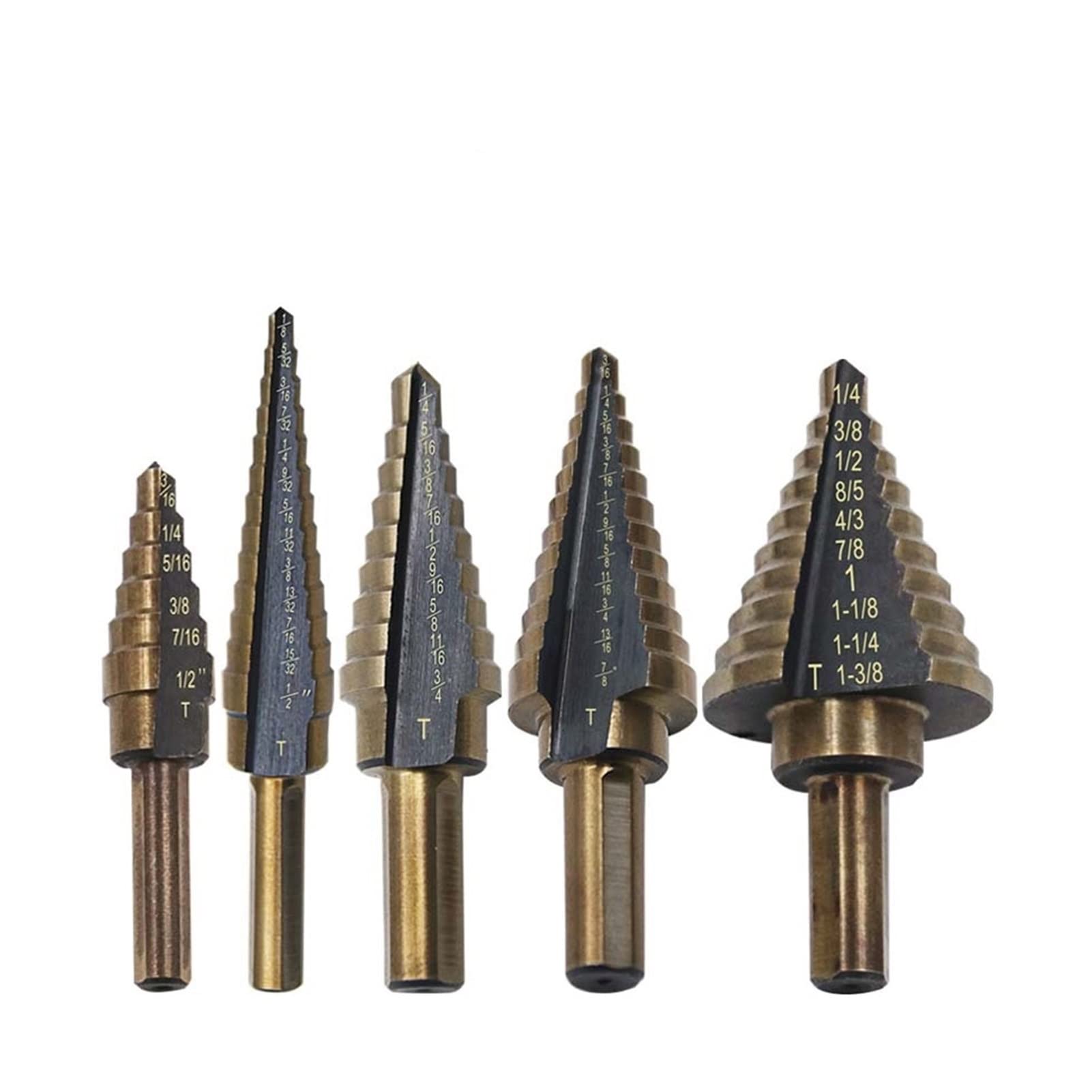 Bits di Perforazione 5pcs / Set. HSS. Set di Punte for Trapano a Forma di Formato da 50 Dimensioni Cobalto con Arrivo di gusci di Alluminio