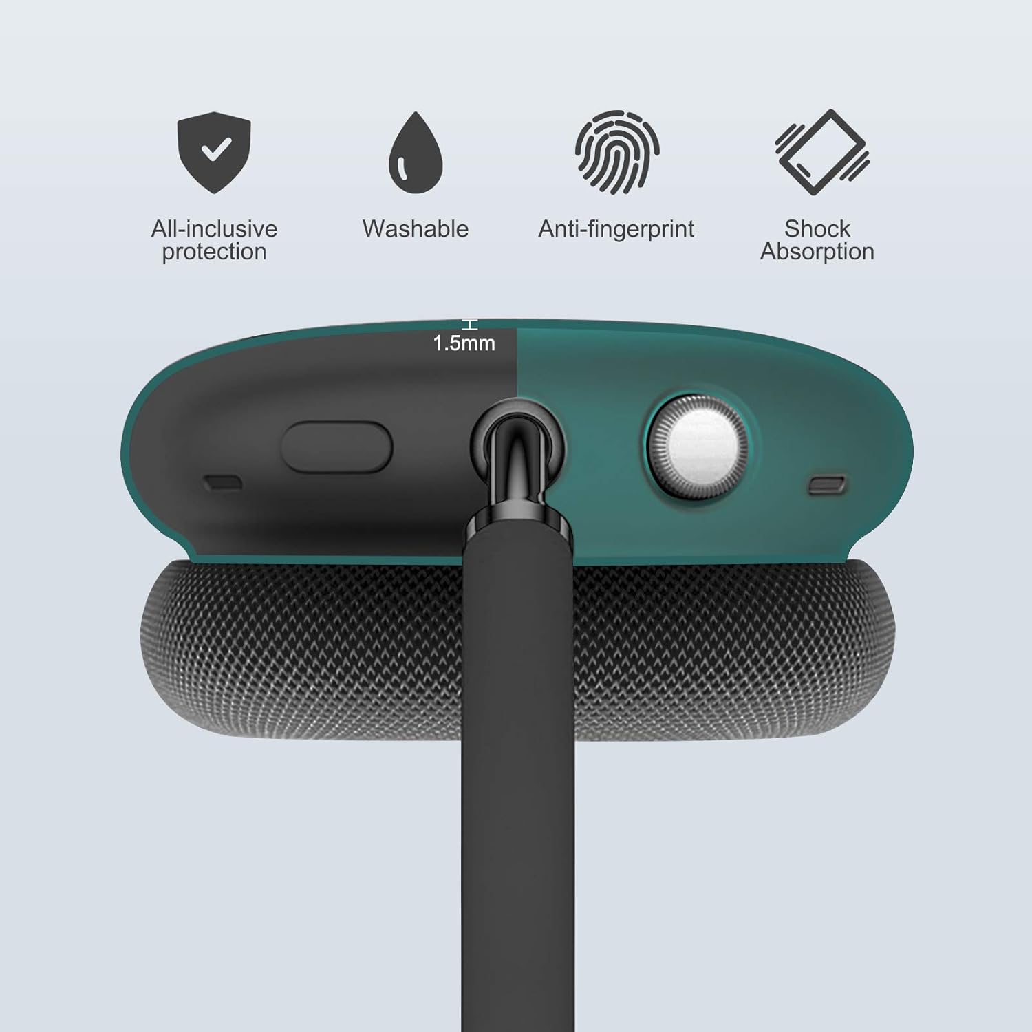 Buy 1 get 1 MASiKEN Carrying case for AirPods Max Headphones,with Silicone Earpads Cover, Portable Protective Hard-Shell Travel case with a partition, Scratch-Resistant,AirPod Max Ear Pads Skin (Lake Blue)