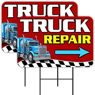 Truck Repair - Diesel 2 Pack Double-Sided Yard Signs 16" x 24" with Metal Stakes (Made in Texas)