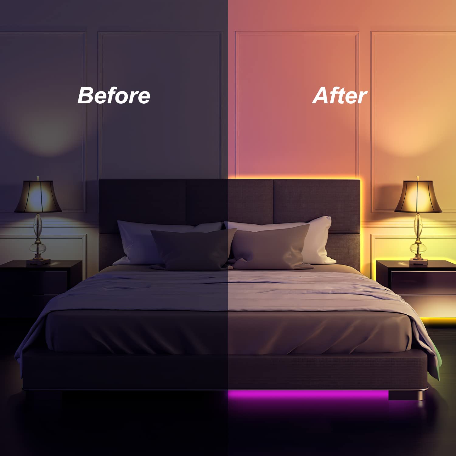 Gimisgu Taśma LED 9 m RGB LED 12 V samoprzylepna taśma LED 5050 SMD elastyczna taśma LED z 44 przyciskami, pilot zdalnego sterowania, do pokoju, kuchni, na imprezę (4 + 5 m)