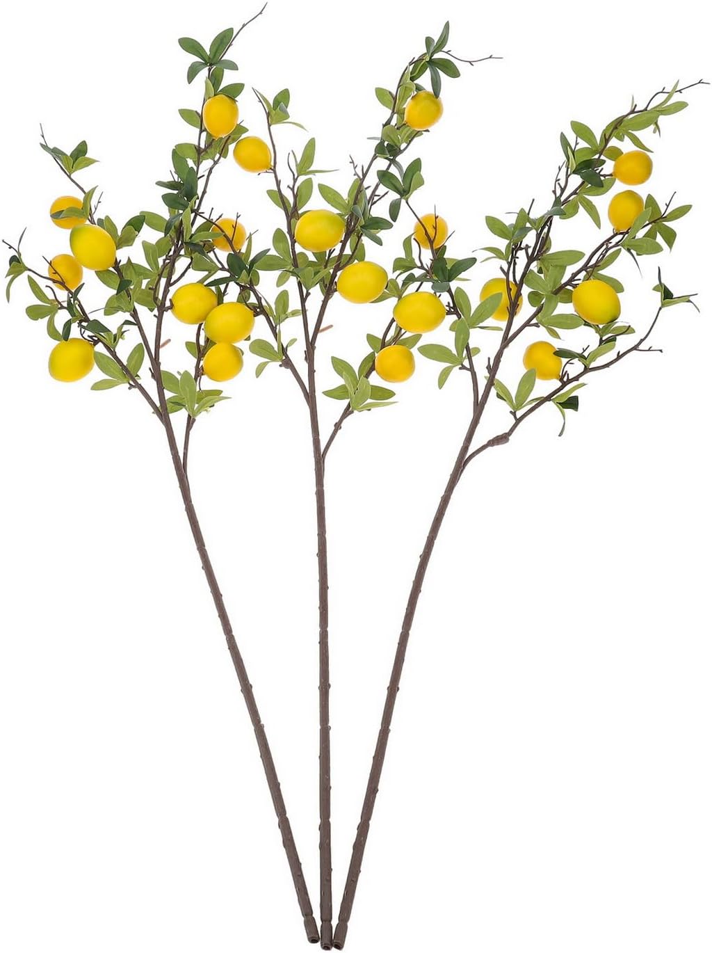 Woration 37.4 Inch Artificial Lemon Fruit Branches Fake Greenery Decoration for Home Garden Patio Flower Arrangement Photography Props 3pcs