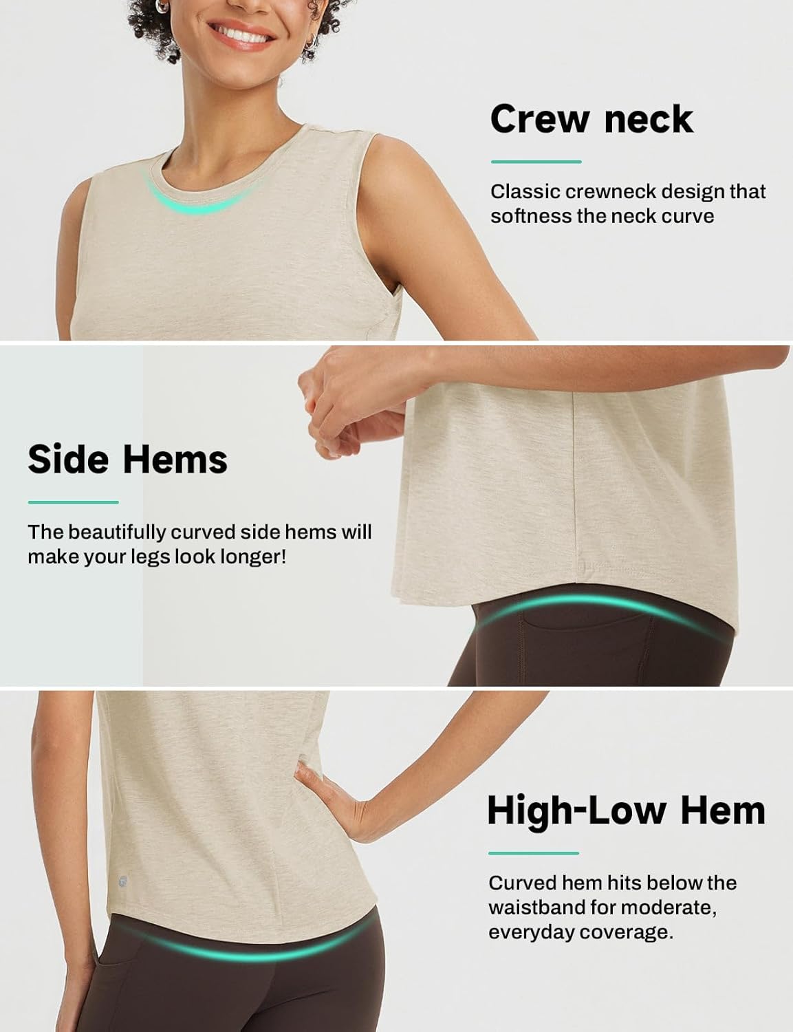 baleaf Women's Workout Tank Tops Open Back Yoga Top High Neck Sleeveless Shirts Running Loose Fit Athletic Gym - Image 6