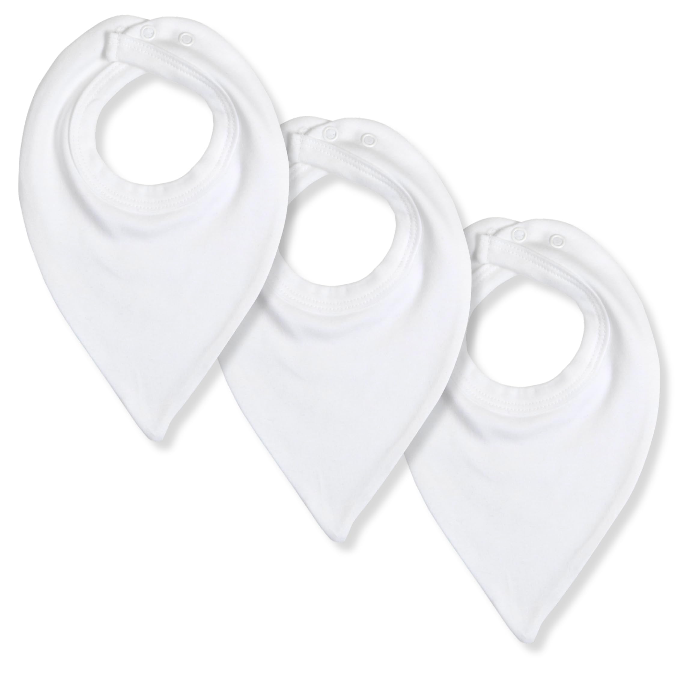 Baban Baby Men's White Bibs 3 Pack, Dribble Bibs For Baby Boys & Girls 0-6 Months, Newborn Teething Bib, Made In Britain, 100% Cotton Bandana Bib