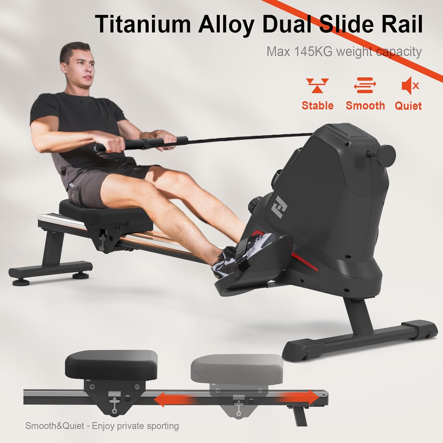 Titanium Alloy Dual Slide Rail with 145KG max weight capacity