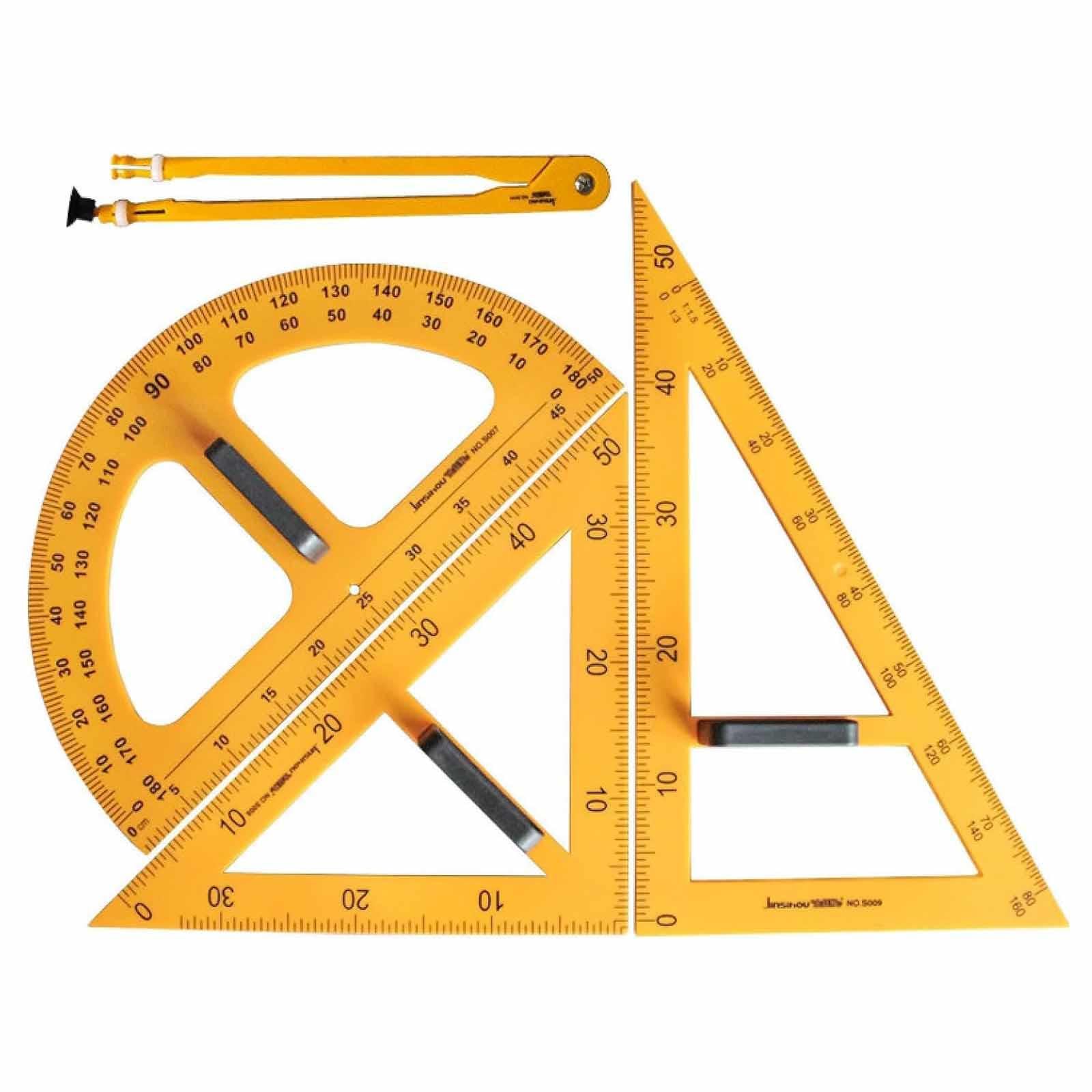 Set di Geometrie per Lavagna Magnetica, Righello per L'aula per Un Migliore Apprendimento - Include Bussola, Triangolo e Righello - Facile da Attaccare alla Lavagna