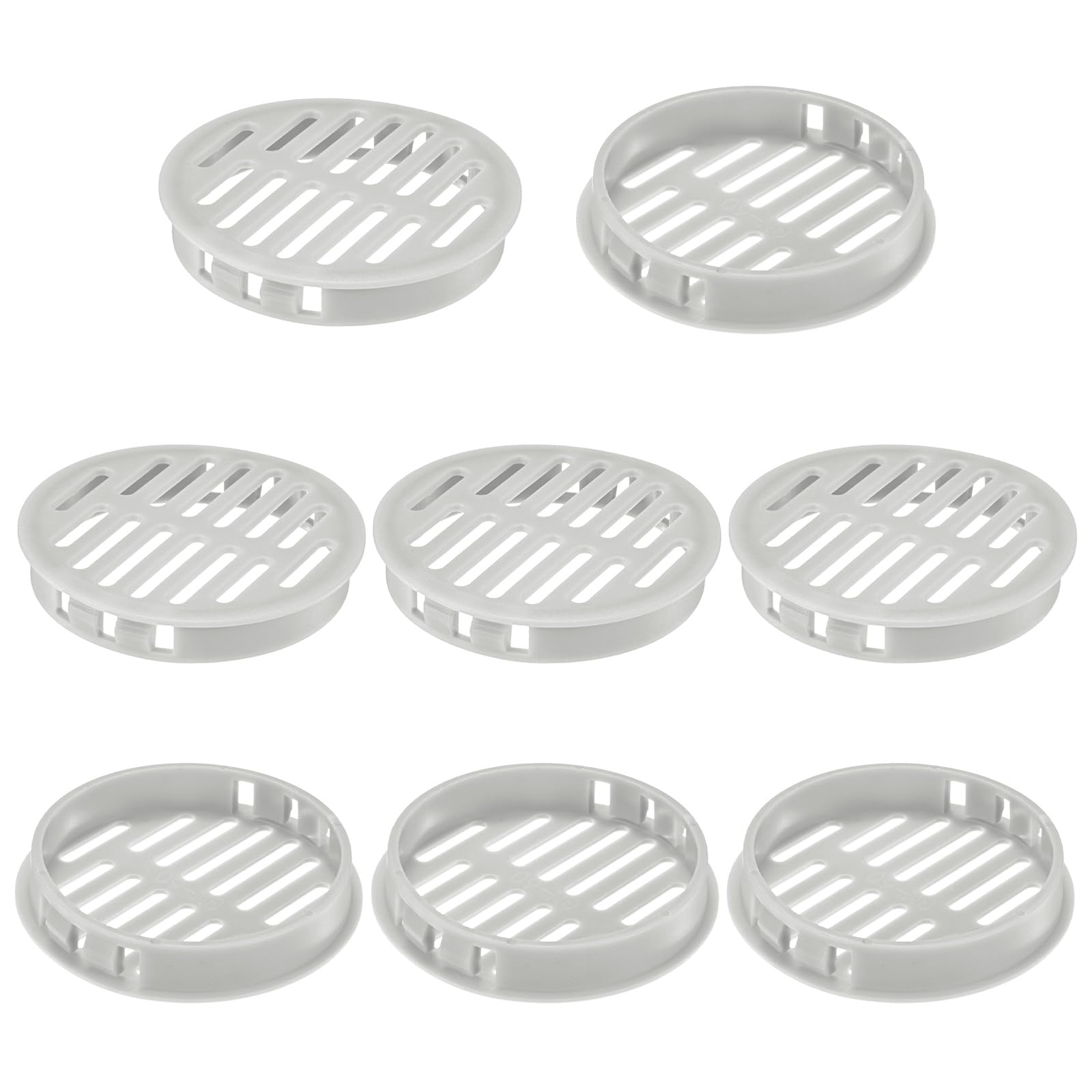 M METERXITY 8-Pack Round Soffit Vents, 60mm/2.36 Inch Plastic Circular Soffit Vent Cover Air Vent Grille Mesh Hole for Bathroom Home/Office/Kitchen/Cabinet/Wardrobe [Gray]