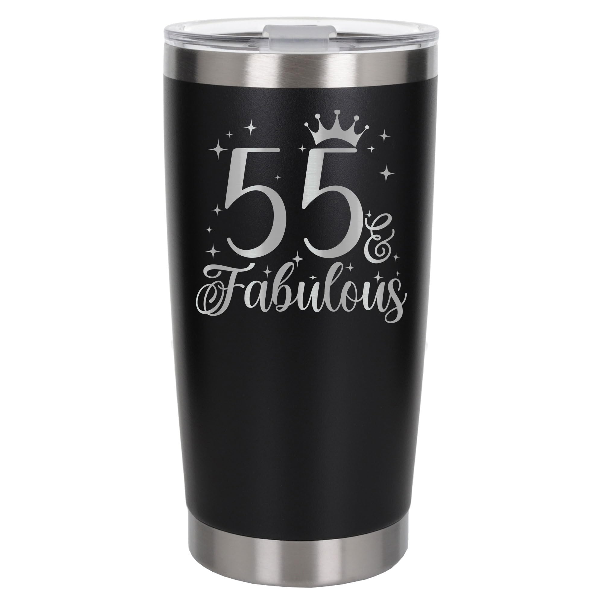 Always Looking Good 55th Birthday Gift 55 & Fabulous Engraved Insulated Travel Mug Gift for Her Present for 55 Year Old Black Thermal Coffee Flask Travel Mugs with Lids