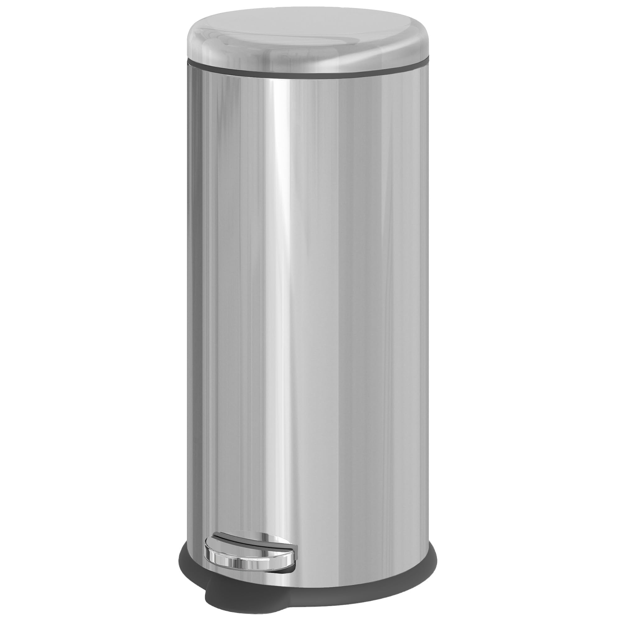 HOMCOM Foot Pedal Bin Stainless Steel Metal Waste Rubbish Bin 30L w/Lid