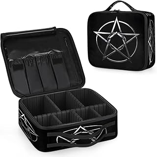 Gray Metal Pentagram Makeup Bag for Travel, C...