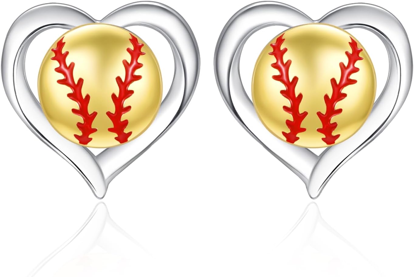 TANGPOET Sports Game Heart Stud Earrings 925 Sterling Silver Jewelry Gifts for Women Young Ladies Sports Lovers