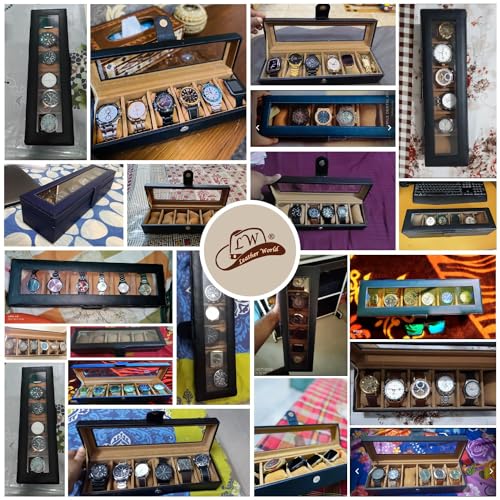 Leather World Engineered Wood Watch Box Holder Organizer Case In 6 Slots Of Watches For Men And Women With Transparent Display - Image 6
