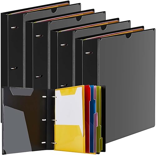 4 carpetas todo en uno recargables de 3 anillos de 2 pulgadas con 5 divisores de temas, bolsillo trasero de catálogo y carpeta de bolsillo móvil,