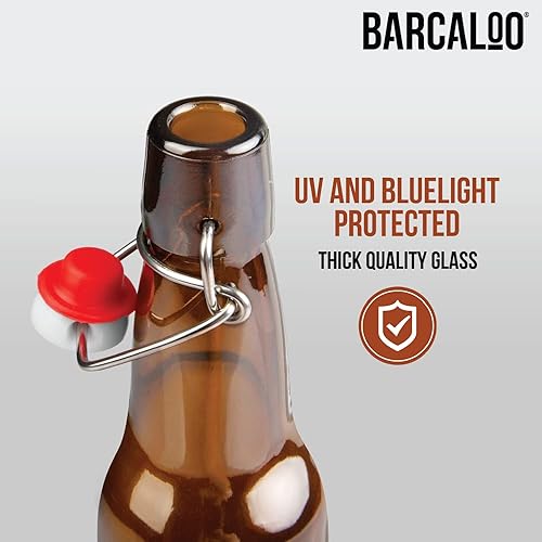 Miniatura 5 de Barcaloo Botellas de cerveza de vidrio ámbar con tapa abatible de 12 onzas para elaboración casera, juego de 12 con tapas abatibles para embotellado