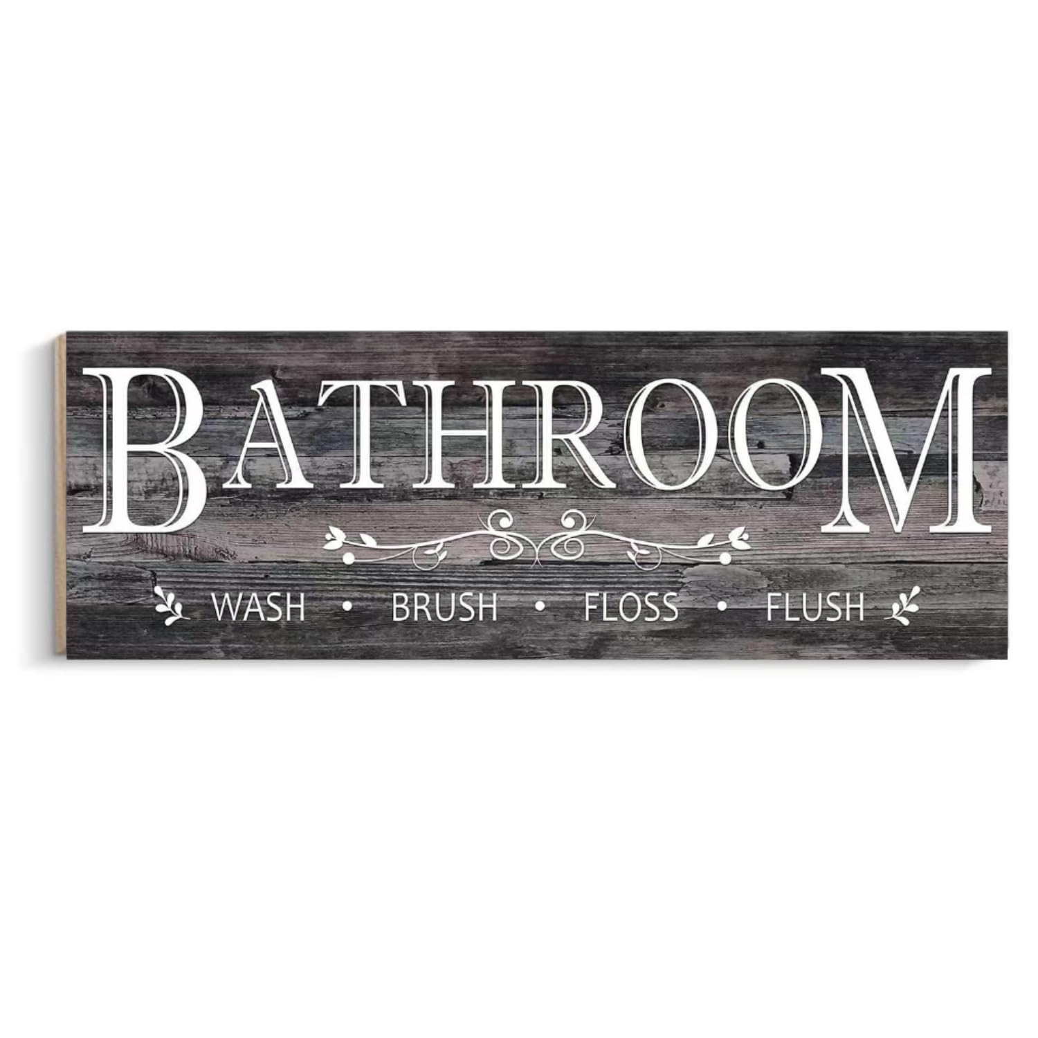 Amazon.com : COLOR VALLEY ART Wooden Bathroom Sign, Wall Art Decor Grey ...
