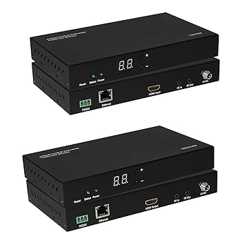 HDMI Ethernet Extender,HDMI Over Ethernet Extender up to 394ft@1080P/60Hz by Single Cat5e/6 Cable with Bi-Directional IR and RS232 (Transmitter and Receiver ET12)