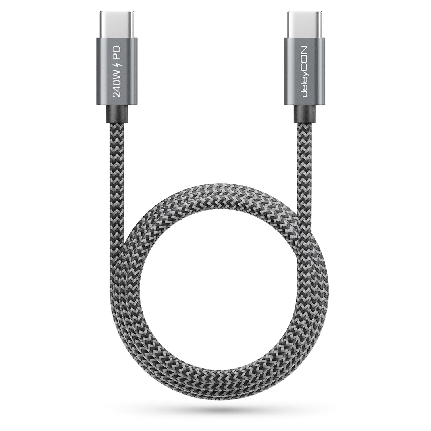 deleyCON 1m 240W USB-C Cavo Ricarica Rapida PD3.1 - USB C a C - Collegamento per iPhone 17 16 15 Pro Max Air Galaxy A16 A17 A56 S25 S24 S23 Pixel iPad Pro MacBook AirPods Tablet Switch PS5 - 4