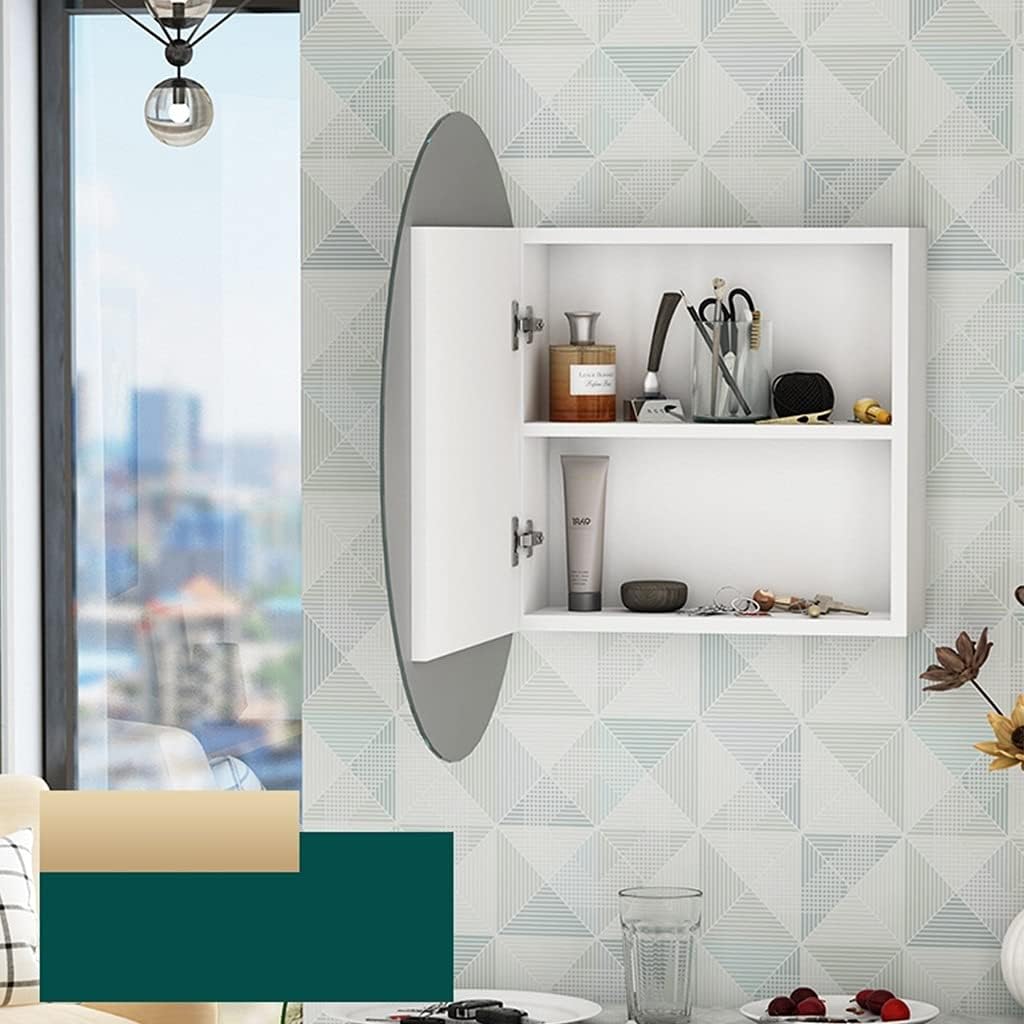 Amecke 壁掛け式ラウンドミラーキャビネット付きバスルーム収納キャビネットベッドルームキャビネット収納キャビネット付きラウンドメ