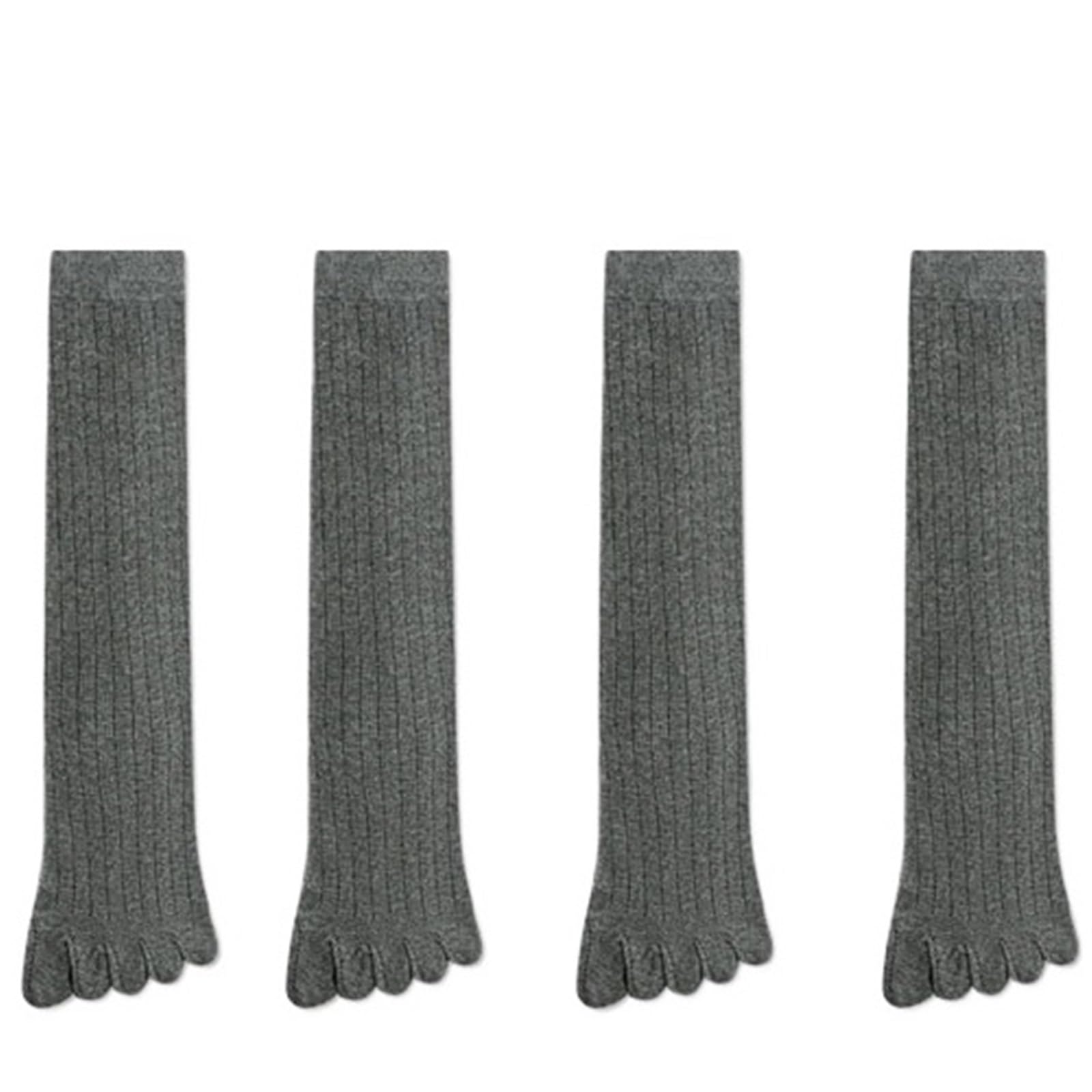 IRFHDCX Toe Socks 2/4 Pairs Toe Socks Long Cotton Simple Breathable 5 Finger Calf 4 Seasons Unisex(4 Pairs dark grey)