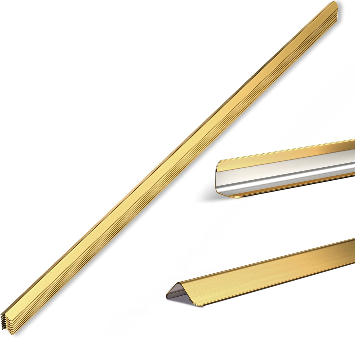 10pcs Wall Corner Guards 0.5x0.5x96 Inches 304 Stainless Steel Heavy Duty Rounded Corner Protector, Smooth Folded Edge Design for Wall Protection Golden （No Adhesion）
