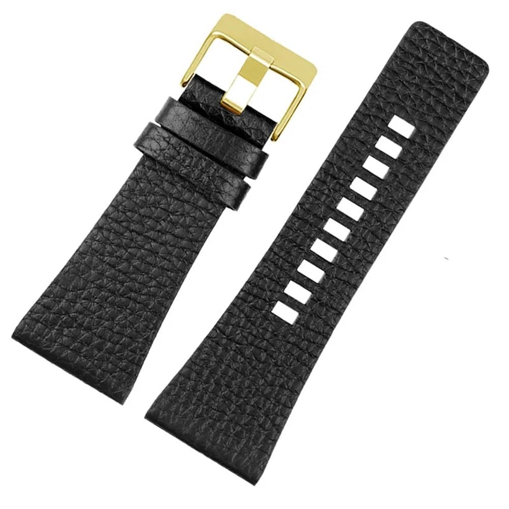 AMAUPCKCA 24mm 26mm 28mm 30mm 32mm Soft Cowhide Strapfor Diesel Watch Dz4323 Dz4318 Dz4329/ Friday Series Large Size Cowhide Strap(Litchi black gK,32mm)