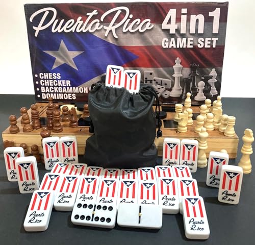 PRK 14 Puerto Rico 4-en-1 Set - Dominó, Ajedrez, Damas y Backgammon miniatura 4
