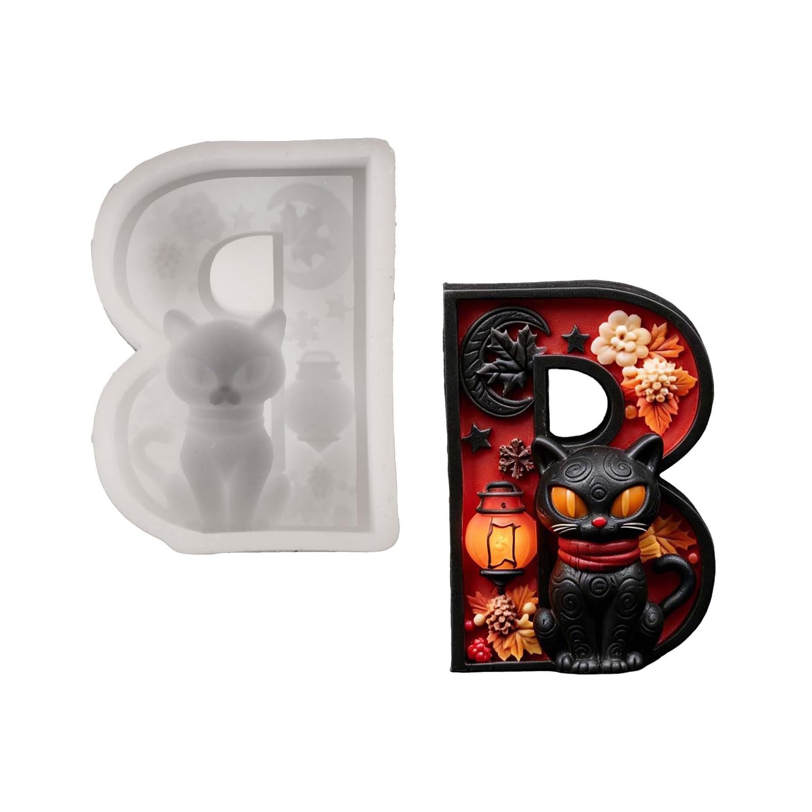 COOLHOOD Embossing Letter B Silicone Mold Halloween Silicone Mold for and Resin Casting Project Elastomer Cast for Epoxy Rosin