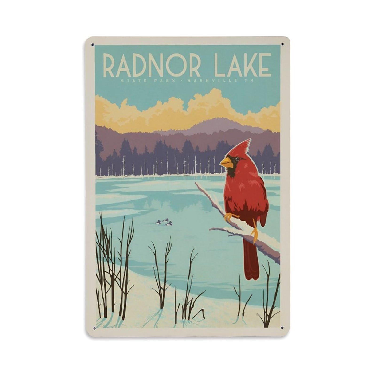 Vintage Travel Poster RADNOR LAKE Metal Tin Sign Wall Decor for Cafe, Club, Garden Metal Poster 8x12Inch
