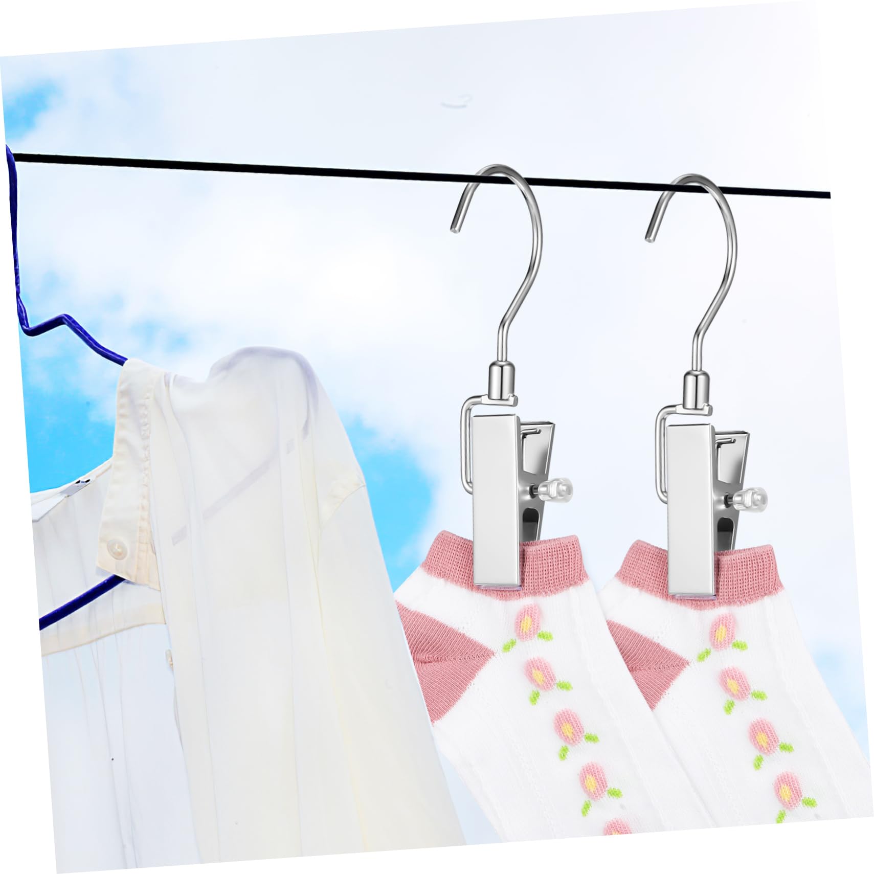 10piezas Pinzas De Metal para Ropa Perchas Giratorias para Zapatos y Sombreros Organizador para Armarios y Tiendas