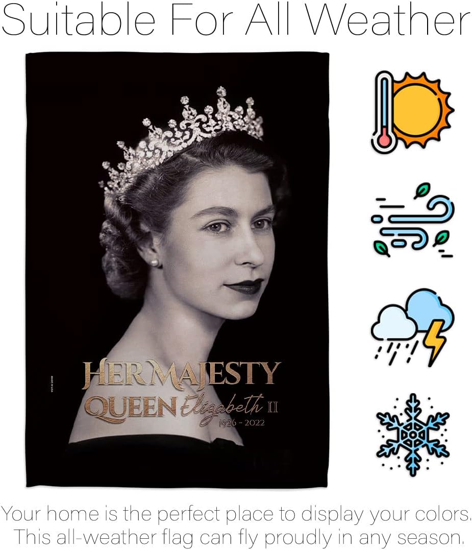 Her Majesty Queen Garden Flag - Set Wall Holder Sweet Life Sympathy Remembrance Memorial Bereavement Love Support Emotion Postive - House Banner Small Yard Gift Double-Sided Made in USA 13 X 18.5